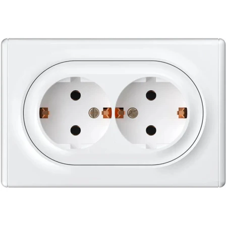 Priză dublă incorporabilă albă 220V 16A IP20 220V jasmin Elmos