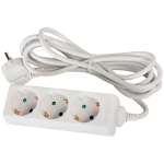 Удлинитель с 3 розетками с заземлением с защитой белый 3m 2х0,75mm² 220V Enext