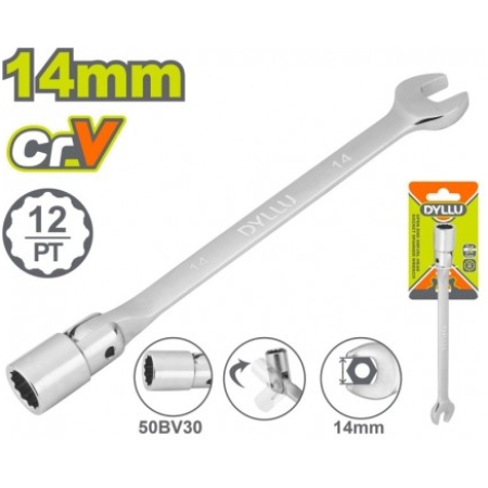 CHEIE COMBINATA CU CAP+TUBULARA REGLABILA 14MM DYLLU