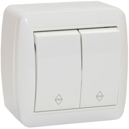 Întrerupător dublu aparent cap-scară alb 10A IP20 220V Elmos