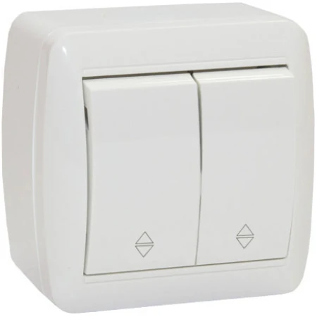 Întrerupător dublu aparent cap-scară alb 10A IP20 220V Elmos
