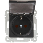 Priză cu capac cu împământare neagră incorporabilă 16A IP20 220V rita Mutlusan