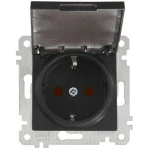 Priză cu capac cu împământare neagră incorporabilă 16A IP20 220V rita Mutlusan