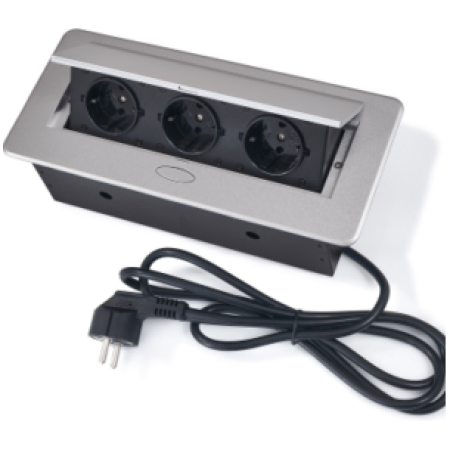 Priza încastrată în mobilier 8 prize gri aluminiu