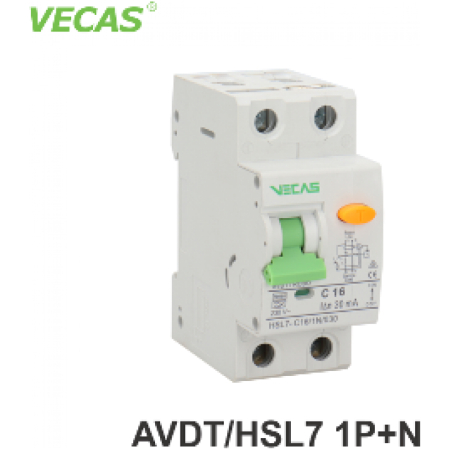 INTRERUPATOR AUTOMAT DIFERENTIAL AVDT/HSL7 1P+N 16A curba B 10mA 10kA tip A, VECAS
