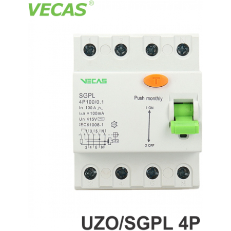 Диференциальный автоматический выключатель 63A 4P Vecas