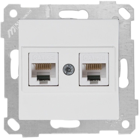 Двойная компьютерная розетка RJ45 белая встраиваемывая CAT5E ИП20 220V rita Mutlusan