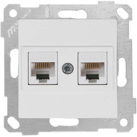 Двойная компьютерная розетка RJ45 белая встраиваемывая CAT5E ИП20 220V rita Mutlusan