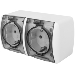 Priză dublă cu capac cu împământare transparentă aparentă 16A IP54 220V Enext