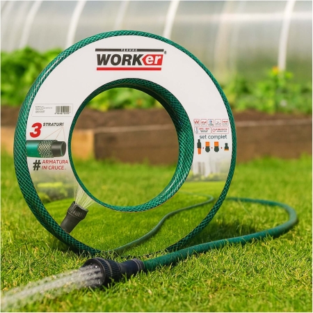 FURTUN DE GRADINA PVC 1/2X25M+4DUZE TECHNOWORKER