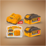 SET INCARCATOR 4.0A+ACUMULATOR 20V/2X4Ah INGCO