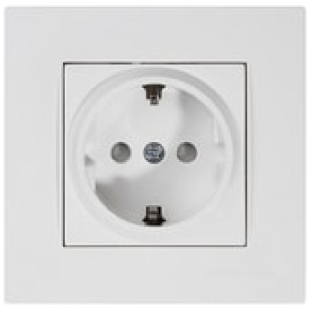 Розетка с рамкой встраиваемывая белая с заземлением белая 16A ИП20 220V rita Mutlusan