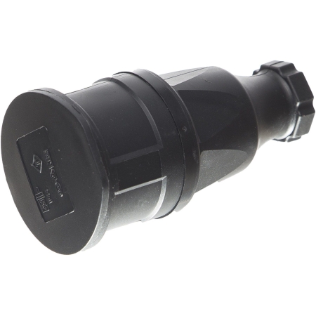 Розетка с крышкой с заземлением черная прарезиновый 16A Konza