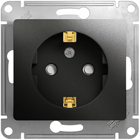 Pозетка заглушка встраиваемывая с заземлением черная 16A ИП20 220V rita Mutlusan