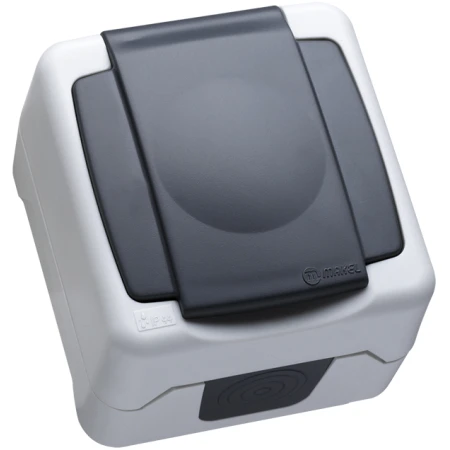 Priză cu capac gri aparentă 16A IP44 220V nemliyer Makel