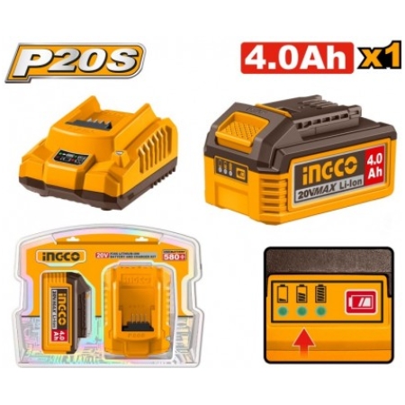 SET INCARCATOR 2.0A+ACUMULATOR 20V/1*4Ah INGCO