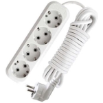 Prelungitor cu 4 prize cu împământare alb-Gri 1,5M 16A 3х1.0 mm² 220V TDM
