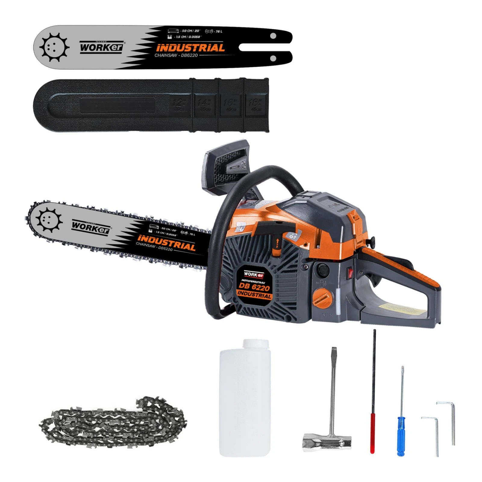 MOTOFERESTRAU PE BENZINA 2T 62CM3 5.5 CP 50CM DB6220 TECHNOWORKER MOTOFERESTRAU PE BENZINA 2T 62CM3 5.5 CP 50CM DB6220 TECHNOWORKER