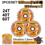 SET DISC PT LEMN 165MM 24T/40T/60T INGCO