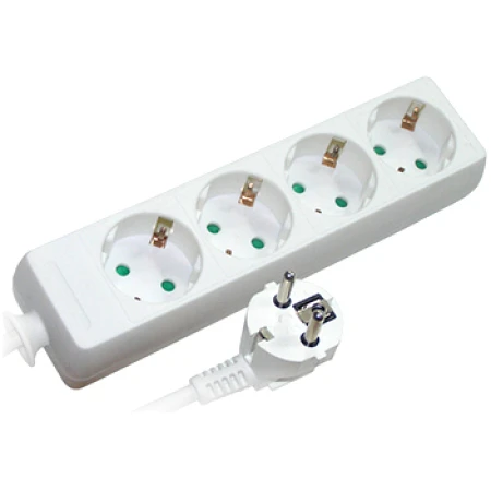 Prelungitor cu 4 prize cu împământare cu protecție alb 5m 16A 3х1.0 mm² 220V Enext