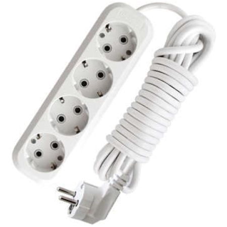 Prelungitor cu 4 prize cu împământare alb-Gri 1,5M 16A 3х1.0 mm² 220V TDM