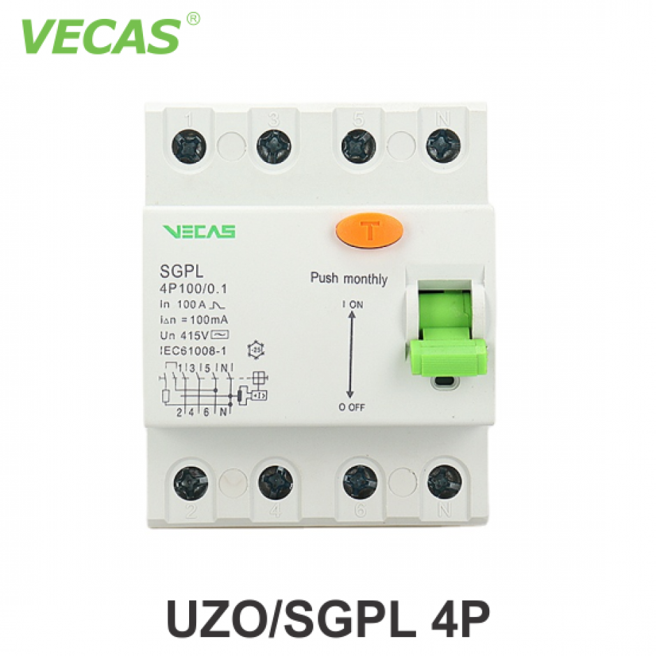 INTRERUPATOR DIFERENTIAL UZO/SGPL 4P 40A 30mA 6kA tip AC, VECAS INTRERUPATOR DIFERENTIAL UZO/SGPL 4P 40A 30mA 6kA tip AC, VECAS