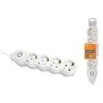 PRELUNGITOR CU INTRERUPATOR CU 4 PRIZE CU IMPAMANTARE ALB-GRI 7M 16A 3х1.0 mm² 220V TDM