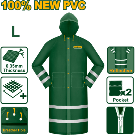 PELERINA DE PLOAIE CU BANDA REFLECTIVA 120CM 0.35MM JADEVER