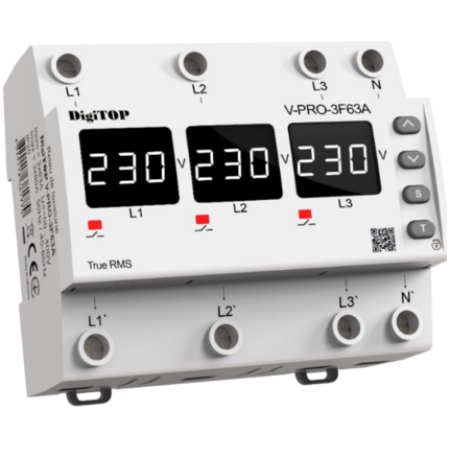 RELEU DE CONTROL A TENSIUNII COMPACT 63A 380V (MAX-80A) ECRAN DIGITOP
