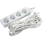 Удлинитель с 4 розетками с защитой белый 5m 220V 16A 2х0,75mm² 220V Enext