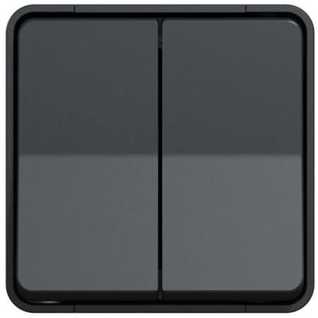 Întrerupător dublu aparent negru 10A IP22 220V NE-AD