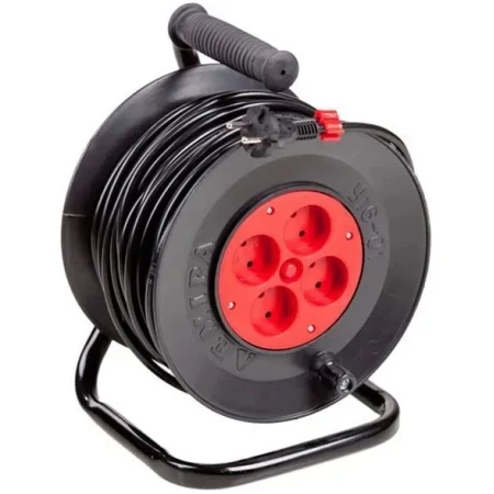 Удлинитель на катушке 4 гнезда черный 20m 16A 2х2,5mm² 220V Lemira