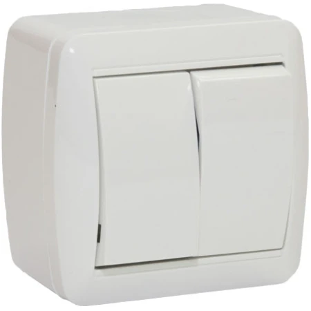 Întrerupător dublu aparent alb 10A IP44 220V Elmos