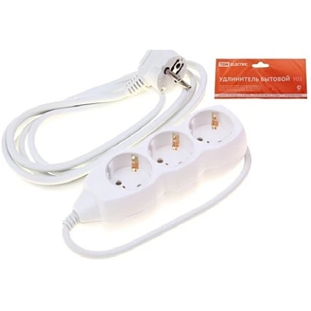 Prelungitor cu 3 prize cu împământare alb 1,5M 16A 3х1.0 mm² 220V TDM