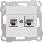 Двойная компьютерная розетка RJ45 белая встраиваемывая CAT5E ИП20 220V rita Mutlusan