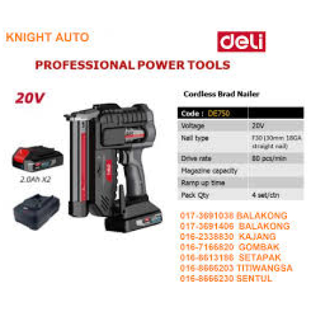 PISTOL DE CUIE 30mm CU ACUM.20V 2X2Ah DELI