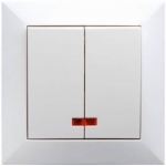 Întrerupător dublu incorporabil cu iluminare alb 10A IP20 220V jasmin Elmos