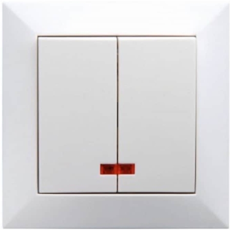 Întrerupător dublu incorporabil cu iluminare alb 10A IP20 220V jasmin Elmos