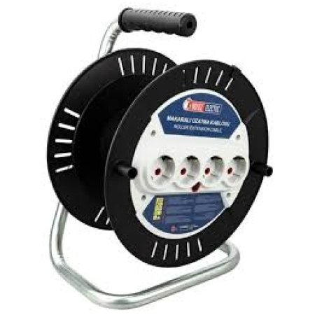 Удлинитель на катушке 4 гнезда черный 40m 16A 3х1,5 mm² 220V Horoz
