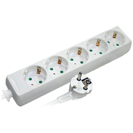 Prelungitor cu 5 prize cu împământare cu protecție alb 5m 220V 16A 3х1.0 mm² 220V Enext