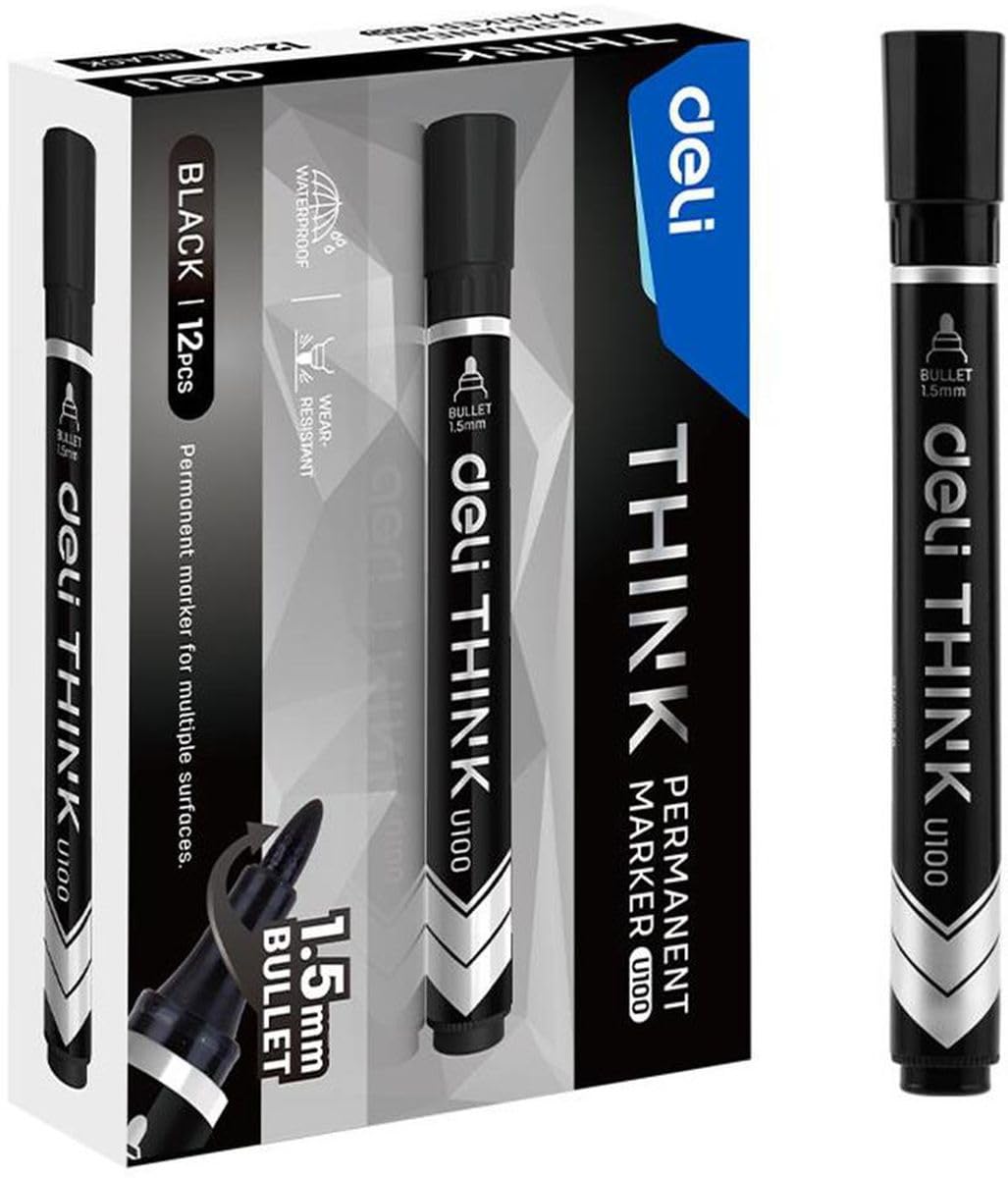 MARKER PERMANENT SUBTIRE NEGRU 1.5MM DELI MARKER PERMANENT SUBTIRE NEGRU 1.5MM DELI