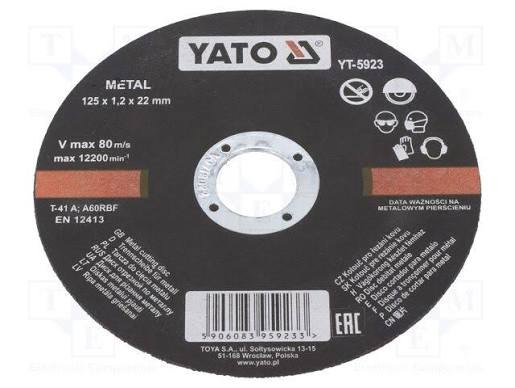 DISC PENTRU METAL 125X1.22MM YATO DISC PENTRU METAL 125X1.22MM YATO
