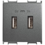 Priză dublă cu USB neagră incorporabilă 2,1A/1,05A 5V rita Mutlusan