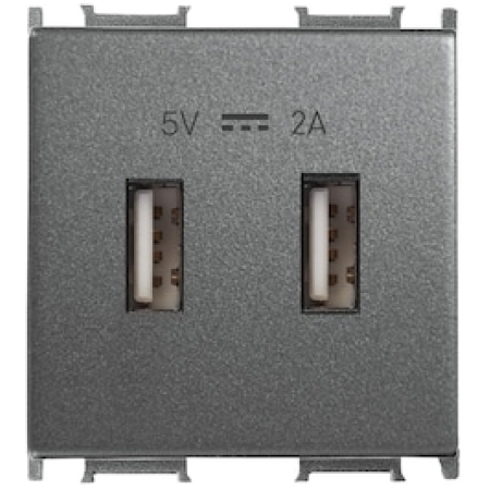 Двойная розетка c USB черная встраиваемывая 2,1A/1,05A 5V rita Mutlusan