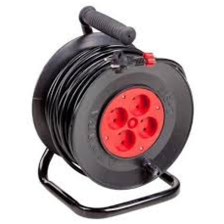 PRELUNGITOR PE TAMBUR 4 LOCURI NEGRU 40M 16A 2x2,5 220V LEMIRA