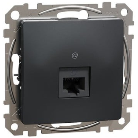 Розетка компьютерная встраиваемывая RJ45 антрацит 220V CAT6 ИП20 220V sedna New Schneider