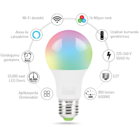 BEC LED 10W E27 WI-FI ACK