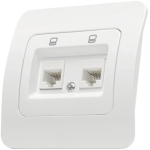 Priză dublă incorporabilă RJ45+RJ11 albă 220V 10A IP20 220V jasmin Elmos