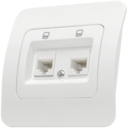 Двойная розетка встраиваемывая RJ45+RJ11 белая 220V 10A ИП20 220V jasmin Элмос