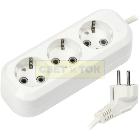 Prelungitor cu 3 prize alb-Gri 3m 16A 3х1.0 mm² 220V TDM
